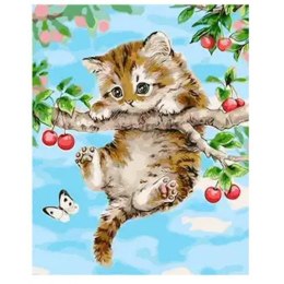 Zestaw kreatywny Norimpex malowanie po numerach - kotek na gałęzi 40x50cm (NO-1008213) Norimpex