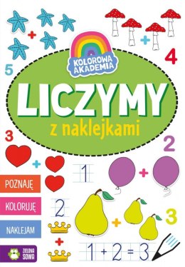 Książeczka edukacyjna Zielona Sowa Kolorowa Akademia. Liczymy z naklejkami Zielona Sowa