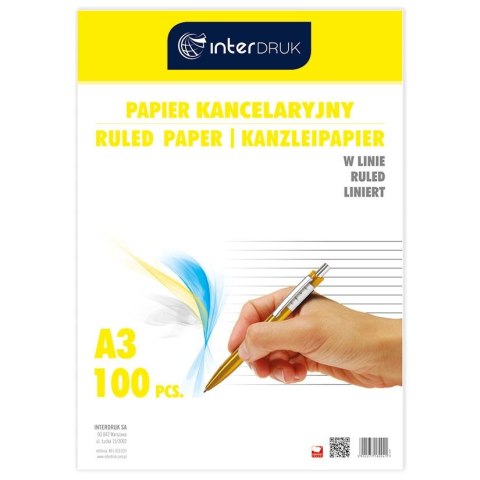 Papier kancelaryjny Interdruk A3 linia [mm:] 297x420 (PAKA100L) Interdruk