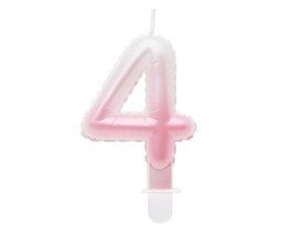 Świeczka urodzinowa cyferka 4, ombre, perłowa biało-różowa, 7 cm Godan (SF-PBR4) Godan