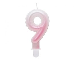 Świeczka urodzinowa cyferka 9, ombre, perłowa biało-różowa, 7 cm Godan (SF-PBR9) Godan