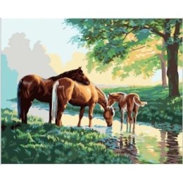Zestaw kreatywny Norimpex malowanie po numerach - konie nad strumieniem 40x50cm (NO-1008510) Norimpex