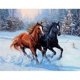 Zestaw kreatywny Norimpex malowanie po numerach - konie zimą 40X50CM (NO-1008589) Norimpex