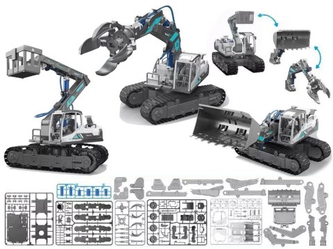 Koparka Zestaw 3w1 DIY Koparka Podnośnik Maszyny Hydrauliczne 168 elementów Lean (12419) Lean