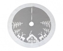 Ozdoba świąteczna Mata pod choinkę Renifery, srebrna, rozm. 90 cm Godan (NW-DCRS) Godan
