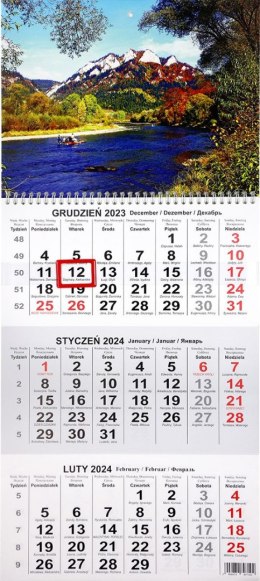 Kalendarz ścienny Beskidy trójdzielny 715mm x 285mm (T1) Beskidy