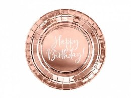 Talerz jednorazowy Partydeco Happy Birthday!, różowe złoto śr. 180mm 6 szt (TPP75-019R) Partydeco