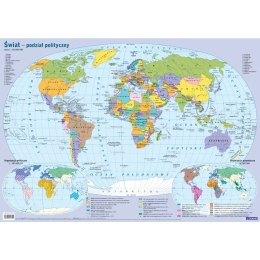 Podkład na biurko mapa polityczna Świata mix gumowany plastik Demart Demart