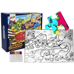 Puzzle Lean Do Kolorowania Era Dinozaurów Pisaki 24 el. (7798) Lean