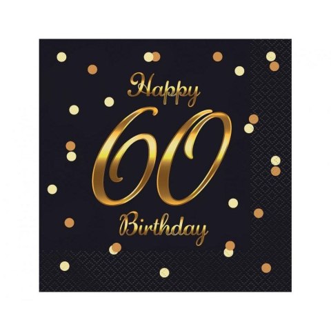 Serwetki Godan Happy 60 Birthday, nadruk złoty czarny papier [mm:] 330x330 (PG-S60C) Godan