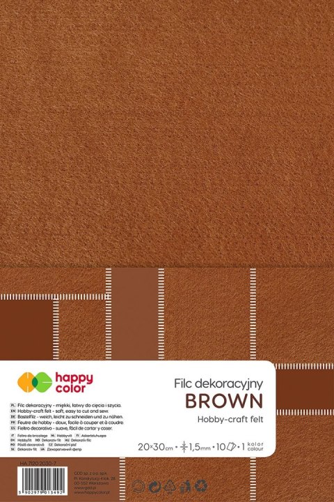 Filc Happy Color kolor: brązowy 10 ark. [mm:] 200x300 (HA 7150 2030-7) Happy Color