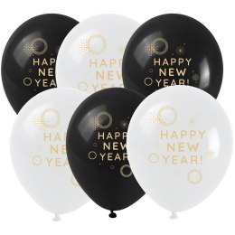 Balon gumowy Arpex Happy New Year (6 szt.) mix 250mm (KB8213) Arpex