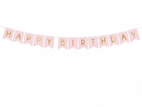 Girlanda Partydeco Baner Happy Birthday, j. różowy, 15 x 175 cm (GRL57-081J) Partydeco