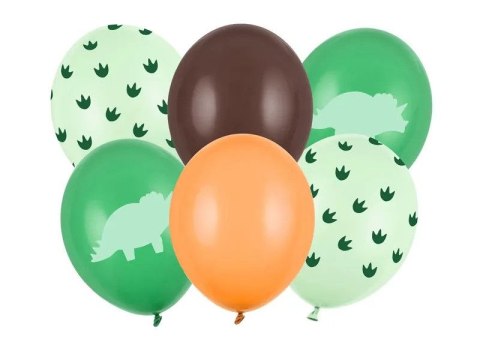 Balon gumowy Partydeco Dinozaur (1 op. / 6 szt.) mix 300mm (SB14P-335-000-6) Partydeco