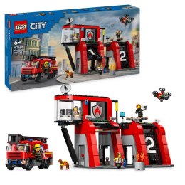 Klocki konstrukcyjne Lego City Remiza strażacka z wozem (60414) Lego