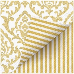 Serwetki Lunch Double Design Portuguese Tiles Stripe (gold) mix nadruk bibuła [mm:] 330x330 Paw (SDLD000409) Paw