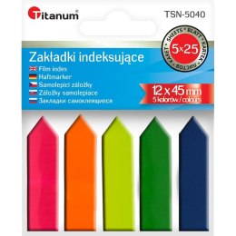 Zakładka indeksująca PP 12x45mm 5 kolorów fluo STRZAŁKI Titanum