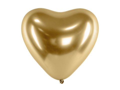 Balon gumowy Partydeco serca Glossy złoty 300mm (CHB2-019-50) Partydeco