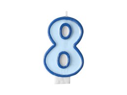 Świeczka urodzinowa Cyferka 8 w kolorze niebieskim 7 centymetrów Partydeco (SCU1-8-001) Partydeco