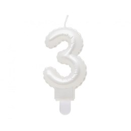 Świeczka urodzinowa cyferka 3, perłowa biała, 7 cm Godan (SF-PBI3) Godan