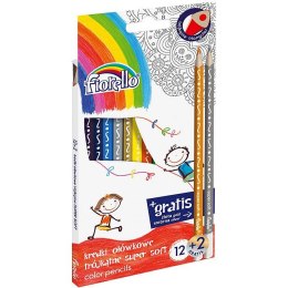 Kredki ołówkowe Fiorello Super Soft 12 kolorów + 2 gratis (170-1374) Fiorello