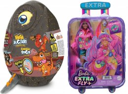 Pakiet PROMOCJA Mega Jajozaur 26cm Dź. +Mattel Barbie Extra Fly Lalka Hippie HPB15 Mattel (491404+618485) Mattel