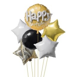 Balon foliowy Antella zestaw balonów Happy B. złoty/czarny/biały 5szt. (BCF-710) Antella