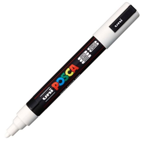 Marker specjalistyczny Uni POSCA Biały, biały 5mm okrągła końcówka (PC-5m) Uni