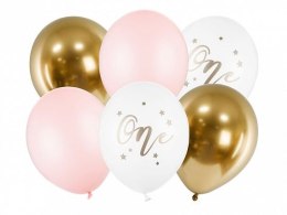 Balon gumowy Partydeco One, Pastel Pale Pink 6 sztuk mix 300mm (SB14P-307-081B-6) Partydeco