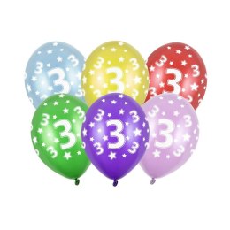 Balon gumowy Partydeco 3nd Birthday, Metallic Mix (SB14M-003-000) Partydeco