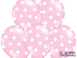 Balon gumowy Partydeco Kropki, Pastel Baby Pink różowy 300mm (SB14P-223-081JW) Partydeco