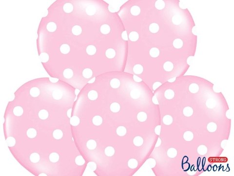 Balon gumowy Partydeco Kropki, Pastel Baby Pink różowy 300mm (SB14P-223-081JW) Partydeco