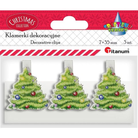 Ozdoba drewniana Titanum Craft-Fun Series klamerki XMAS choinki (AQE19118-4) Titanum