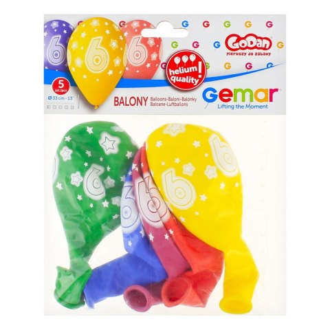 Balon gumowy Godan Premium Hel z nadrukiem 6, 13 cali/5 sztuk mix 330mm 13cal (GS120/6) Godan