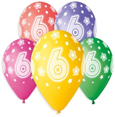 Balon gumowy Premium Hel z nadrukiem 6, 13 cali/5 sztuk mix 330mm 13cal Godan (GS120/6) Godan