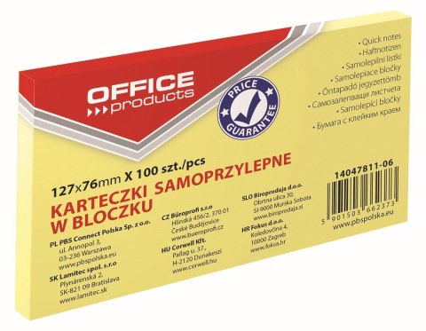 Notes samoprzylepny (karteczki) żółty 100k [mm:] 127x76 Office Products (14047811-06) Office Products