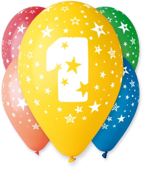 Balon gumowy Z NADRUKIEM 5 szt mix 300mm 12cal Godan (GS110/1) Godan