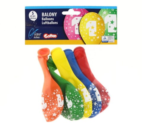 Balon gumowy Z NADRUKIEM 5 szt mix 300mm 12cal Godan (GS110/1) Godan