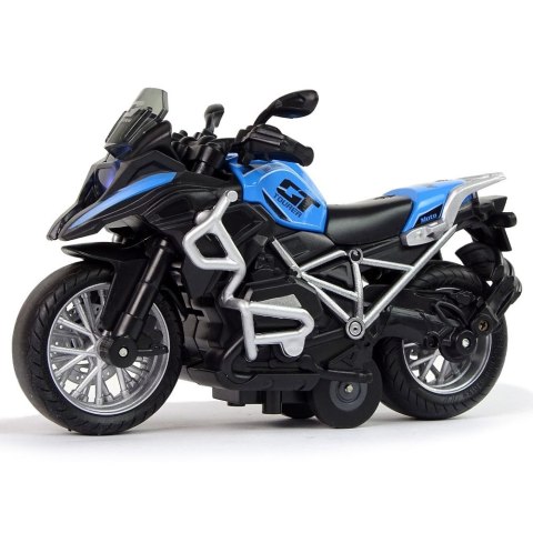 Motocykl GT Niebieski 1:14 Napęd Pull-Back Dźwięk Światła Lean (12258) Lean