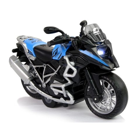 Motocykl GT Niebieski 1:14 Napęd Pull-Back Dźwięk Światła Lean (12258) Lean