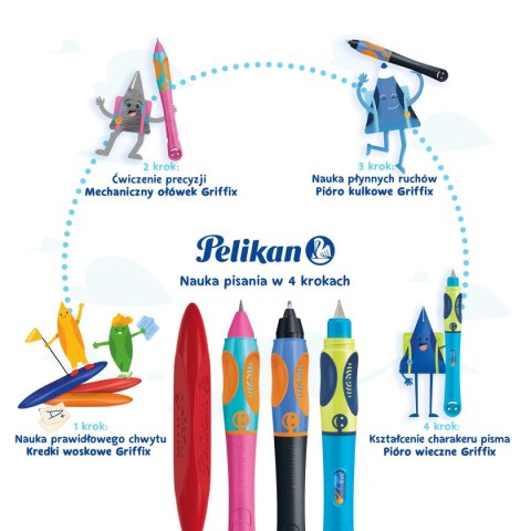 Pióro kulkowe na naboje Griffix Neon Black L 821018 wkład niebieski Pelikan (300009717) Pelikan