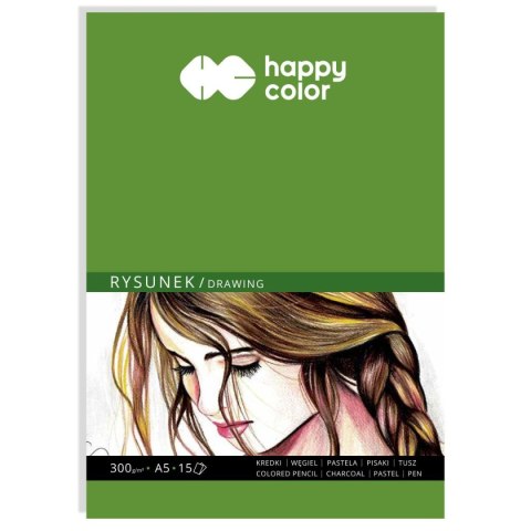 Blok rysunkowy Happy Color A5 biały 300g 15k (HA 3730 1520-A15) Happy Color