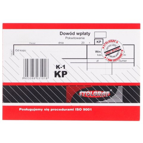 Druk samokopiujący KP dowód wpłaty A6 100k. Stolgraf (K1) Stolgraf