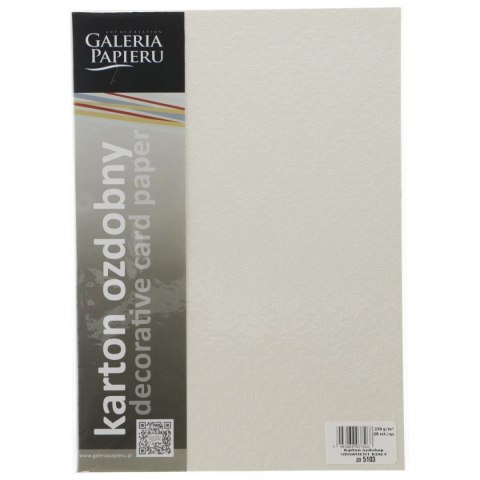 Papier ozdobny (wizytówkowy) ornament biały 230g 20 arkuszy A4 biały 230g Galeria Papieru (205103) Galeria Papieru