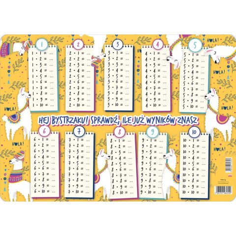 Podkład na biurko Tabliczka mnożenia lamy żółte mix papier pokryty folią Henry (5905701485390) Henry