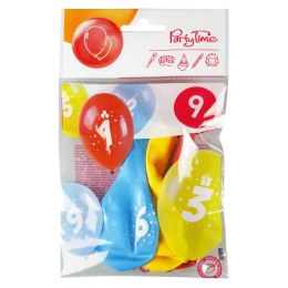 Balon gumowy Arpex z nadrukiem cyferki - 9 (3 szt.) mix 280mm (KB1986-9-9944) Arpex