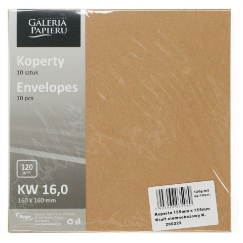 Koperta kraft ciemnobeżowy beżowa [mm:] 160x160 Galeria Papieru (280322) 10 sztuk Galeria Papieru