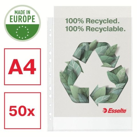 Koszulki na dokumenty Recycled groszkowa A4 kolor: bezbarwny typu U 100 mic. Esselte (627501) Esselte