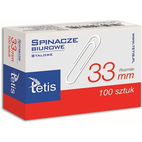 Spinacze okrągły 33mm 100 szt Tetis (GS140-C) Tetis