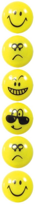 Magnes Fun&Joy Smiley okrągły żółty śr. 29mm 6 sztuk Fun&Joy